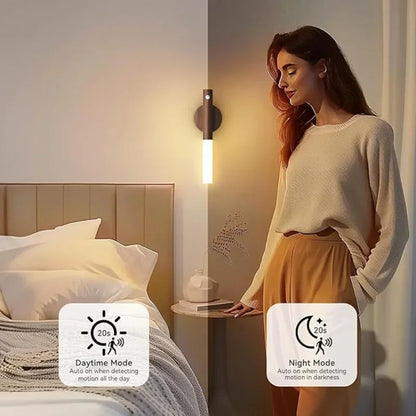 Smart Motion Sensor Night Light LED Rechargeable Magnetic Wall Lamp Portable for Hallway Bedroom Stairs Bathroom Cabinets Decor