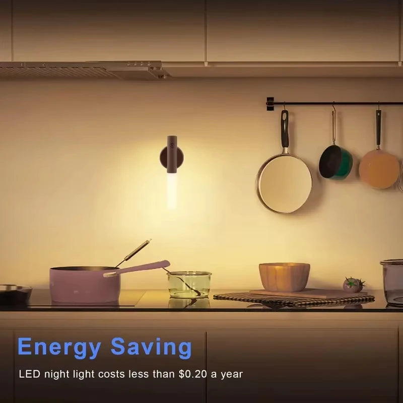 Smart Motion Sensor Night Light LED Rechargeable Magnetic Wall Lamp Portable for Hallway Bedroom Stairs Bathroom Cabinets Decor